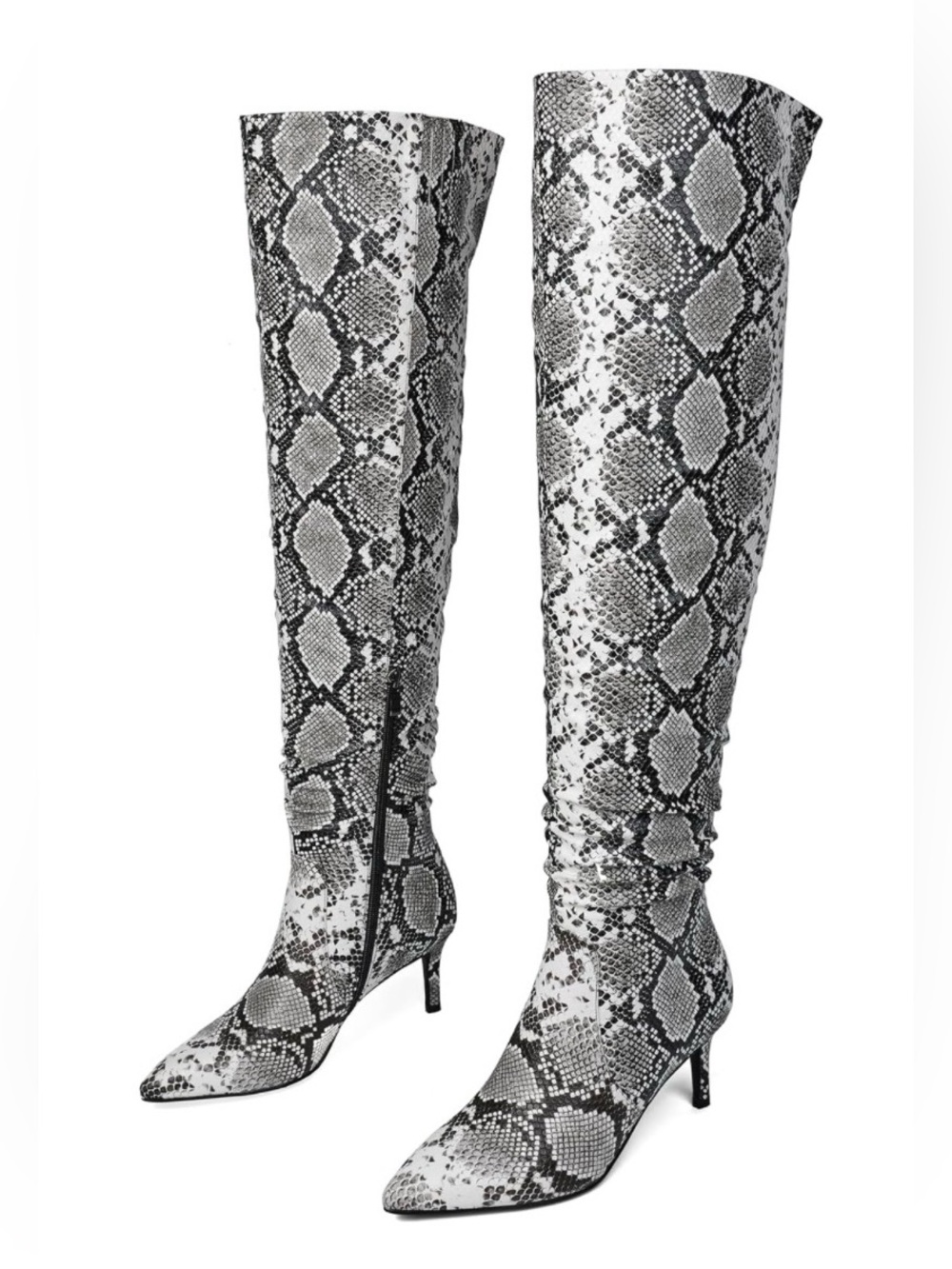 Faux Snakeskin Over the Knee Boots - Picture 3 of 5